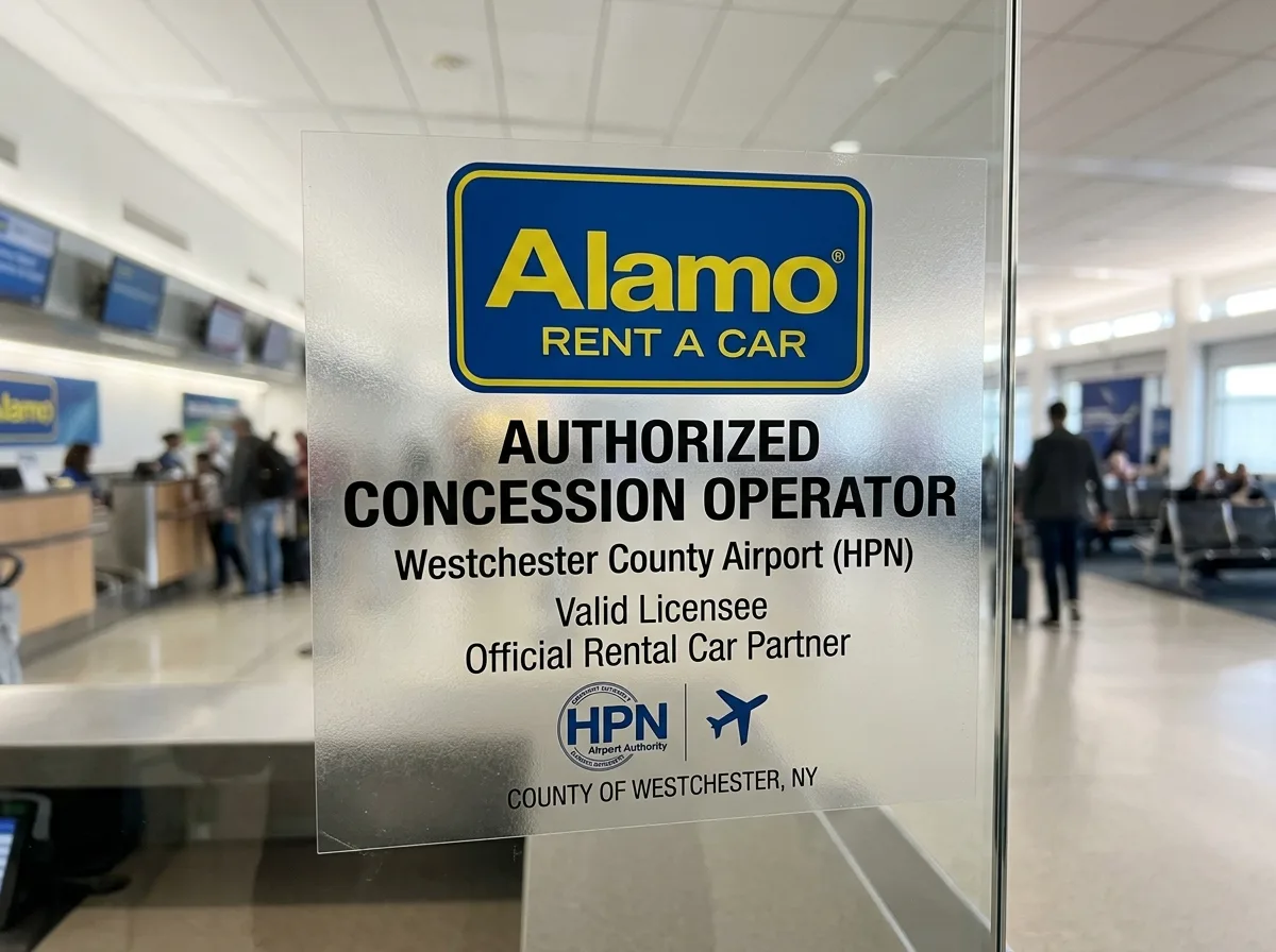 Alamo Rent A Car logo, authorized HPN airport concession operator