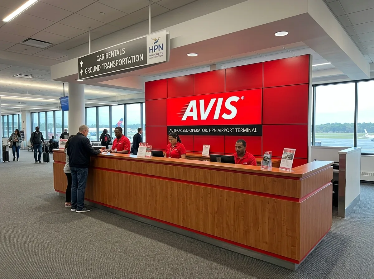Avis Car Rental logo, authorized HPN airport terminal operator
