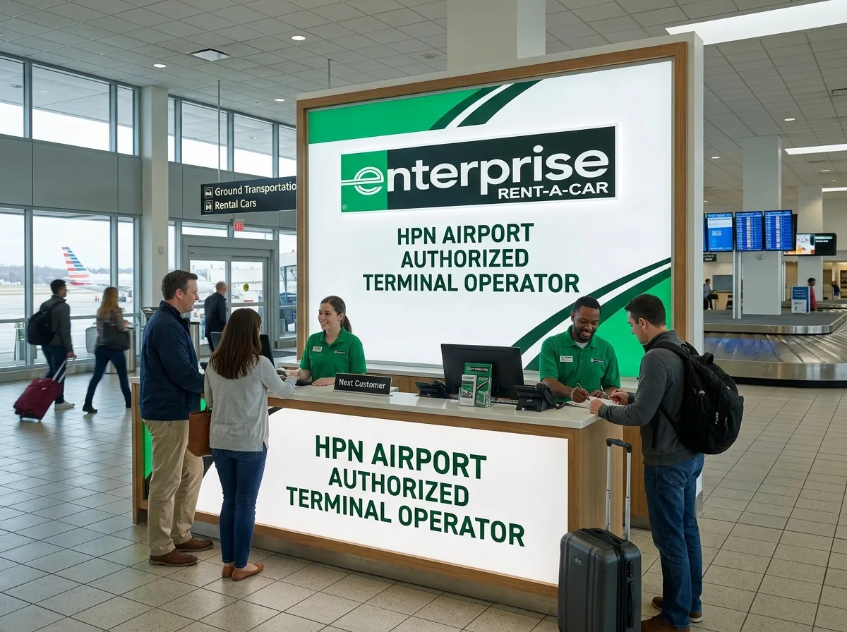 Enterprise Rent-A-Car logo, HPN airport authorized terminal operator